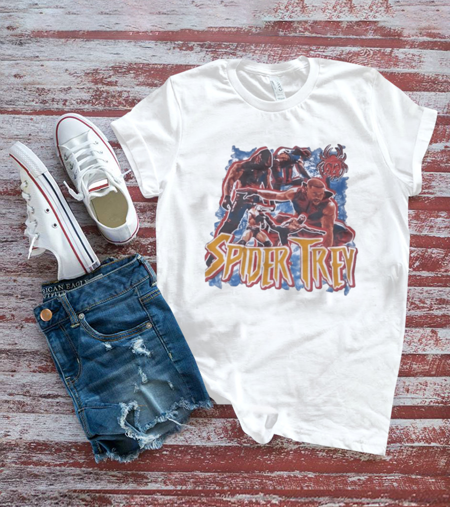 Spider Trey Wrestling Wrestler Sports Action Montage T-Shirt
