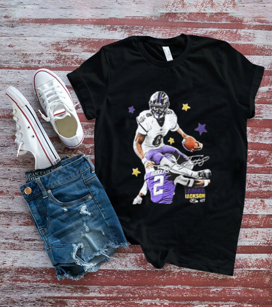 Lamar Jackson Baltimore Ravens Stars Rodgers 2 NFL T-Shirt