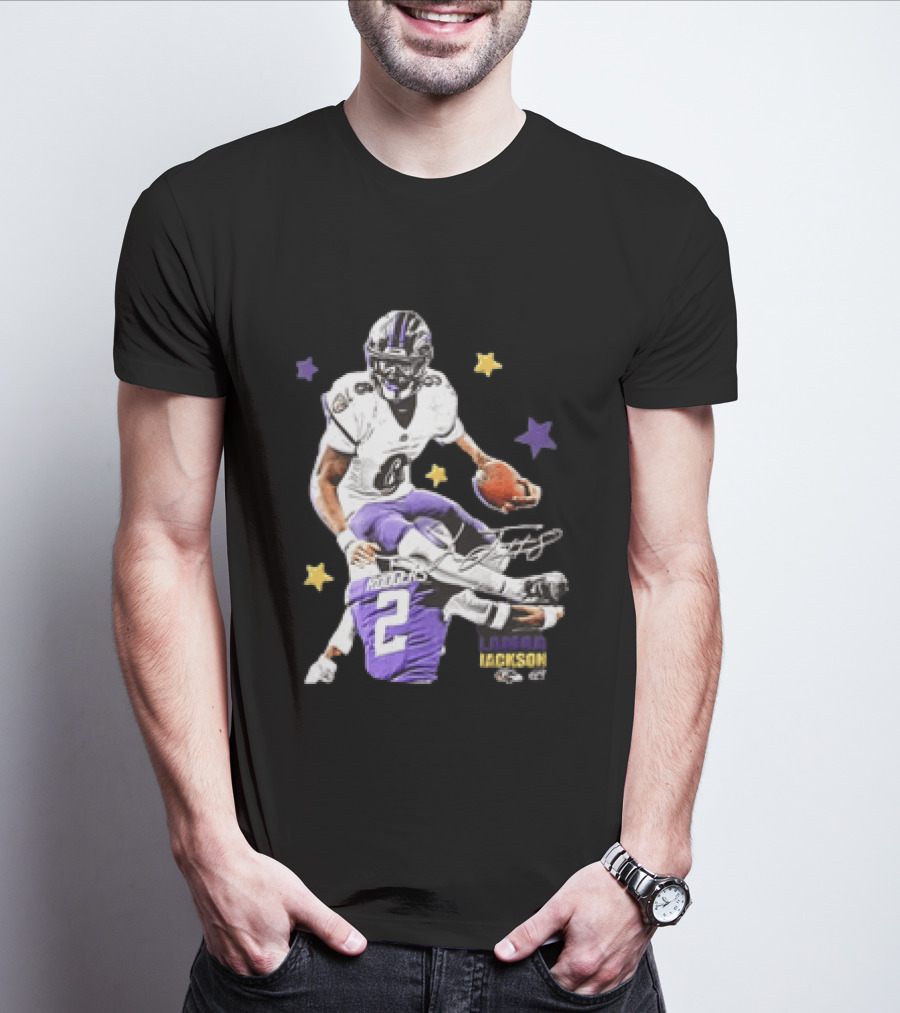 Lamar Jackson Baltimore Ravens Stars Rodgers 2 NFL T-Shirt