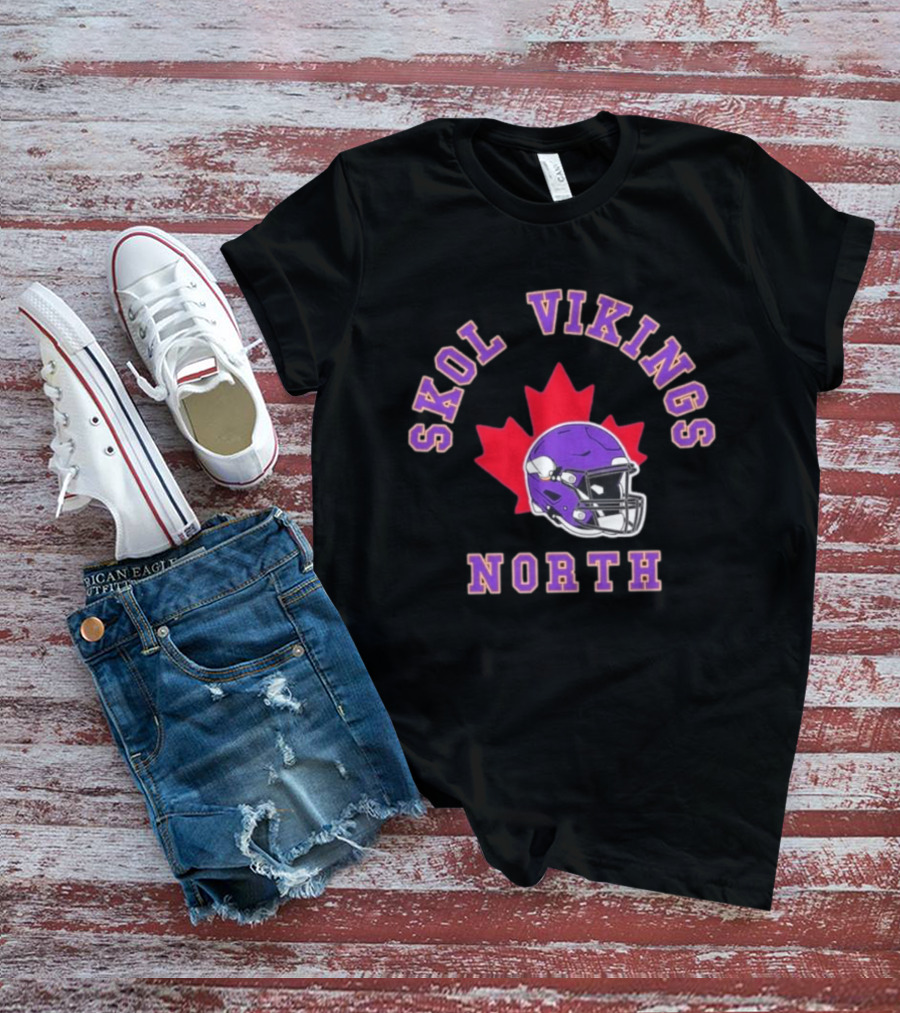 Skol Vikings North Canada 2026 Football Helmet Red Maple Leaf T-Shirt