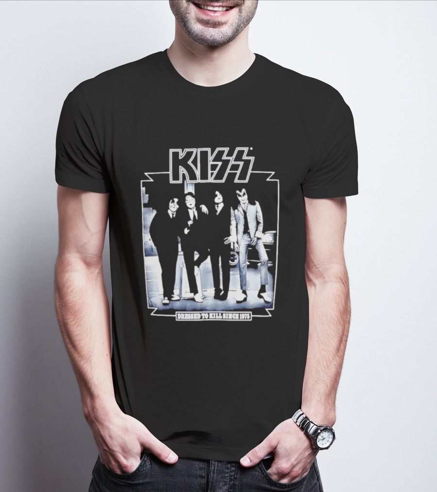 Kiss Dressed To Kill Since 1975 Rock Music Band T-Shirt