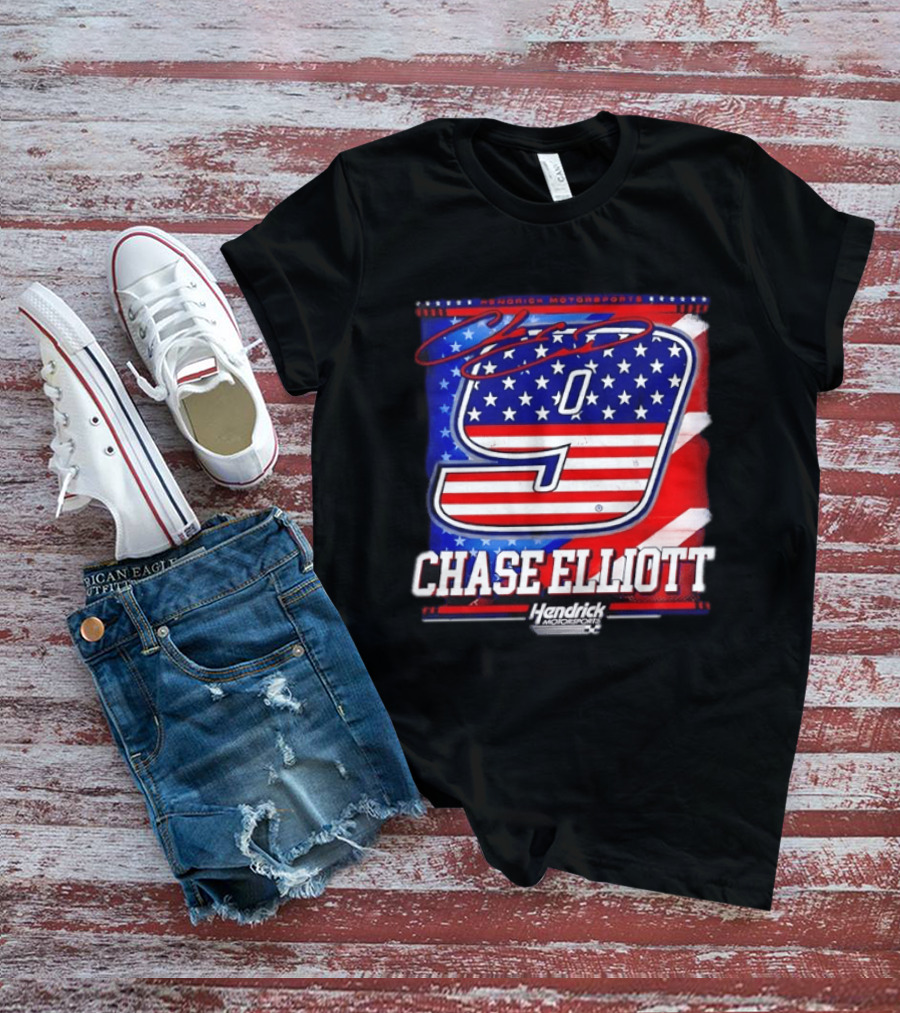 Chase Elliott 9 Hendrick Motorsports American Flag Racing T-Shirt