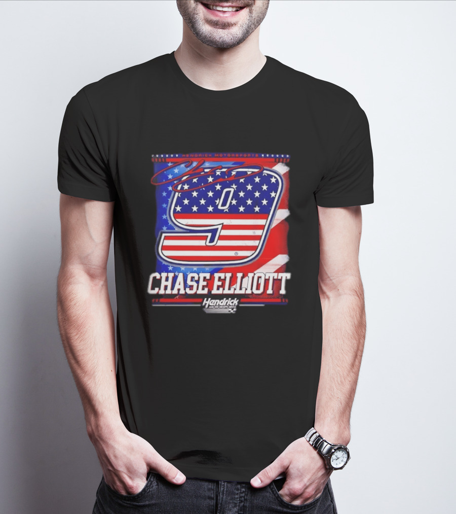 Chase Elliott 9 Hendrick Motorsports American Flag Racing T-Shirt