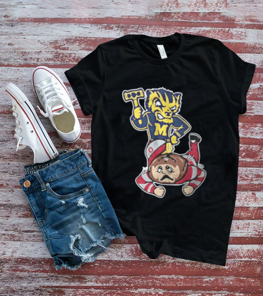 Michigan Wolverines Vs Ohio State Buckeyes Football Rivalry Mascot Showdown T-Shirt