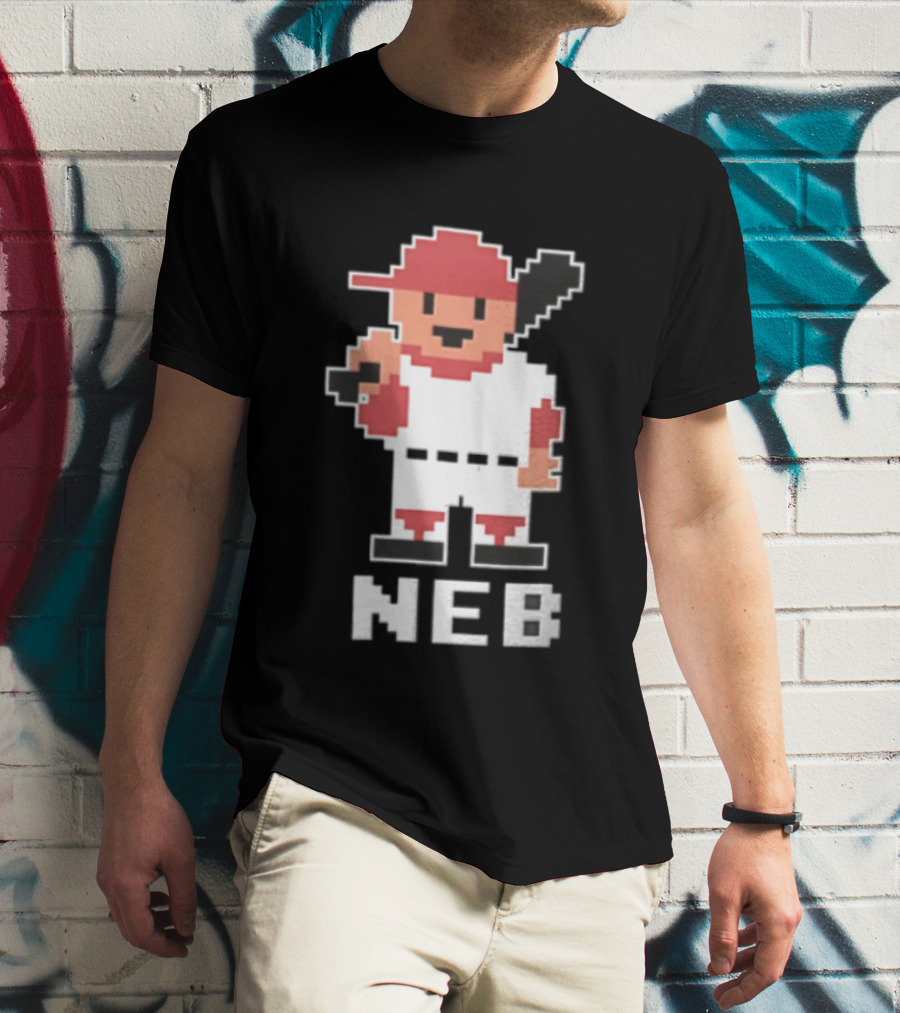Nebraska Cornhuskers 8 Bit Baseball Player NEB T-Shirt