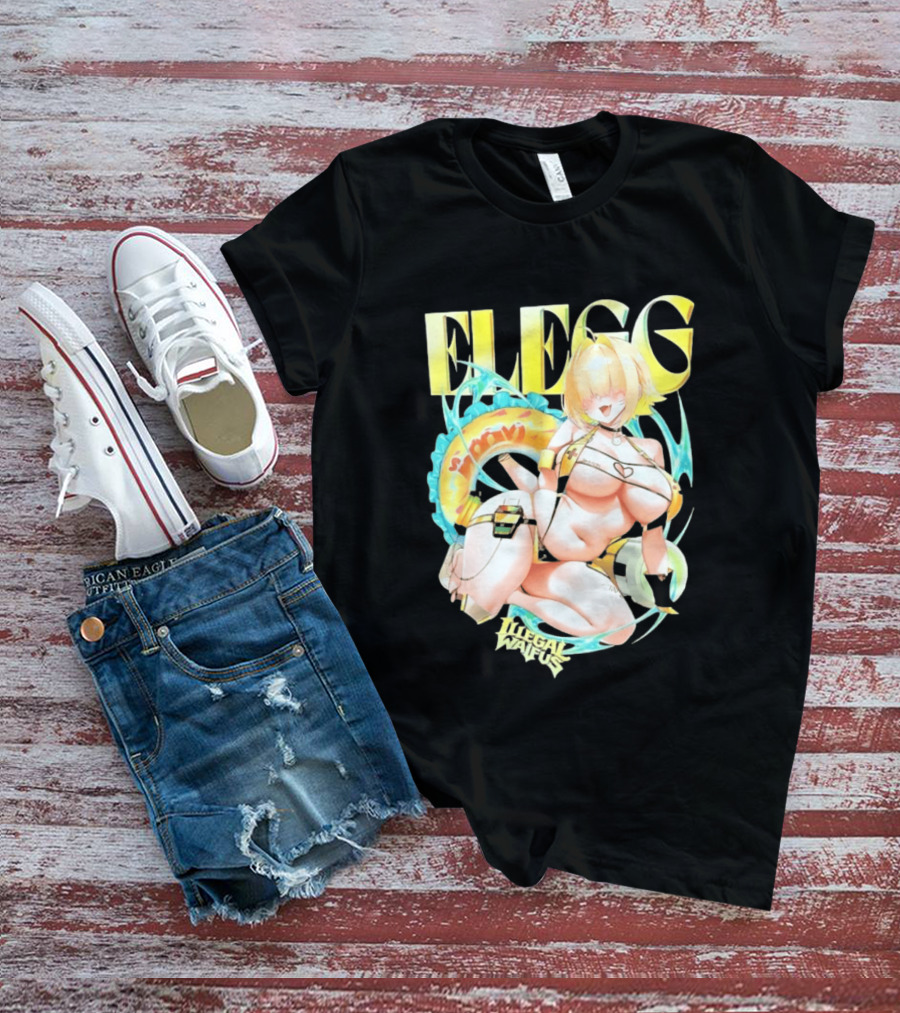 Elegg Illegal Waifus Electric Anime Character Beach Vibes T-Shirt