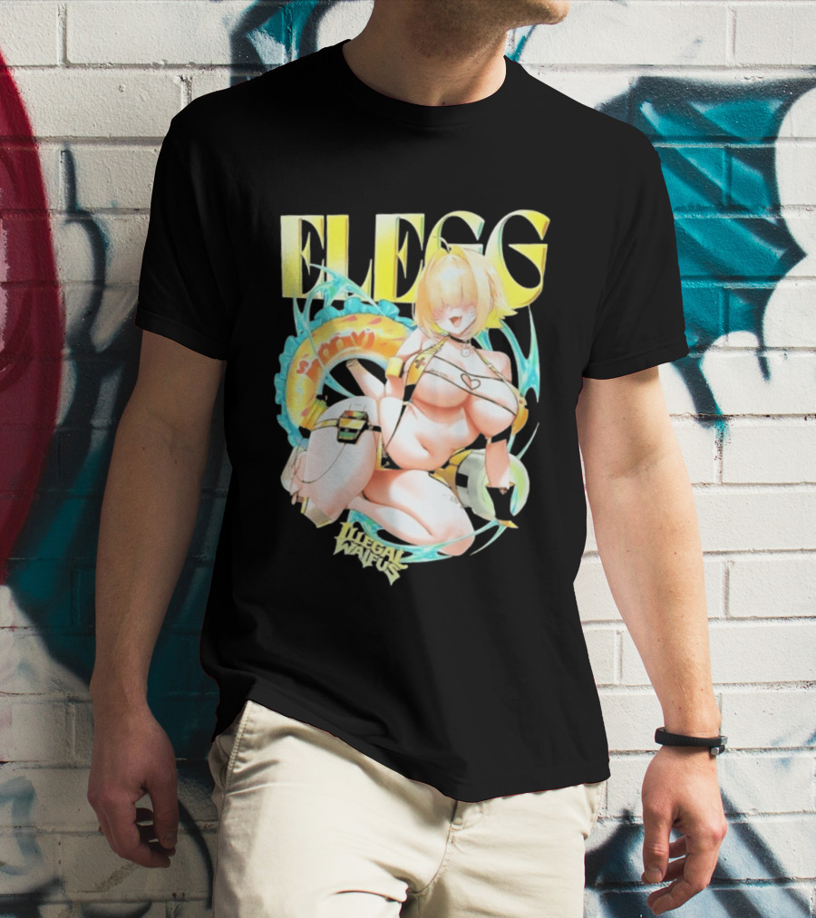 Elegg Illegal Waifus Electric Anime Character Beach Vibes T-Shirt
