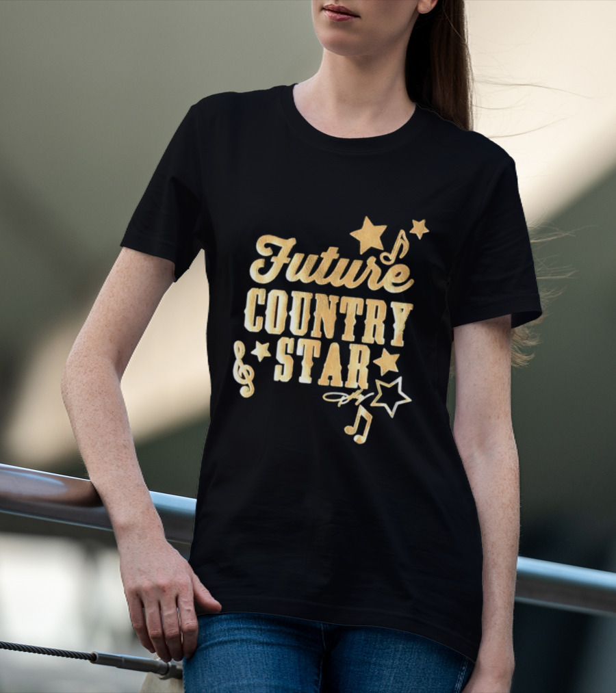 Future Country Star Musician Singer Golden Notes And Stars T-Shirt