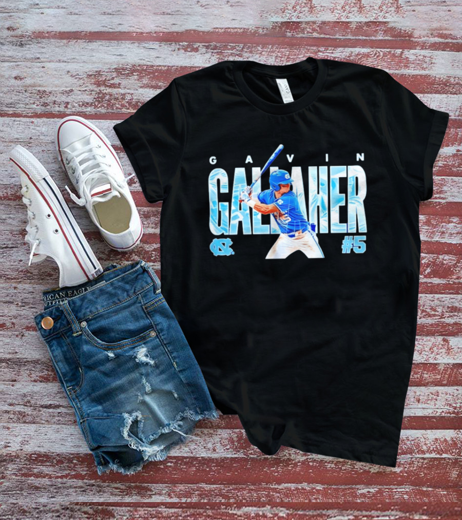 Gavin Gallaher #5 University Of North Carolina Tar Heels NCAA Baseball Player T-Shirt