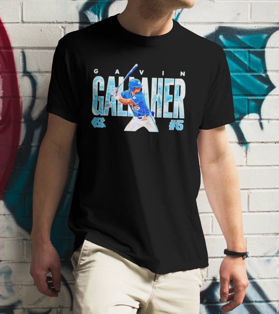 Gavin Gallaher #5 University Of North Carolina Tar Heels NCAA Baseball Player T-Shirt