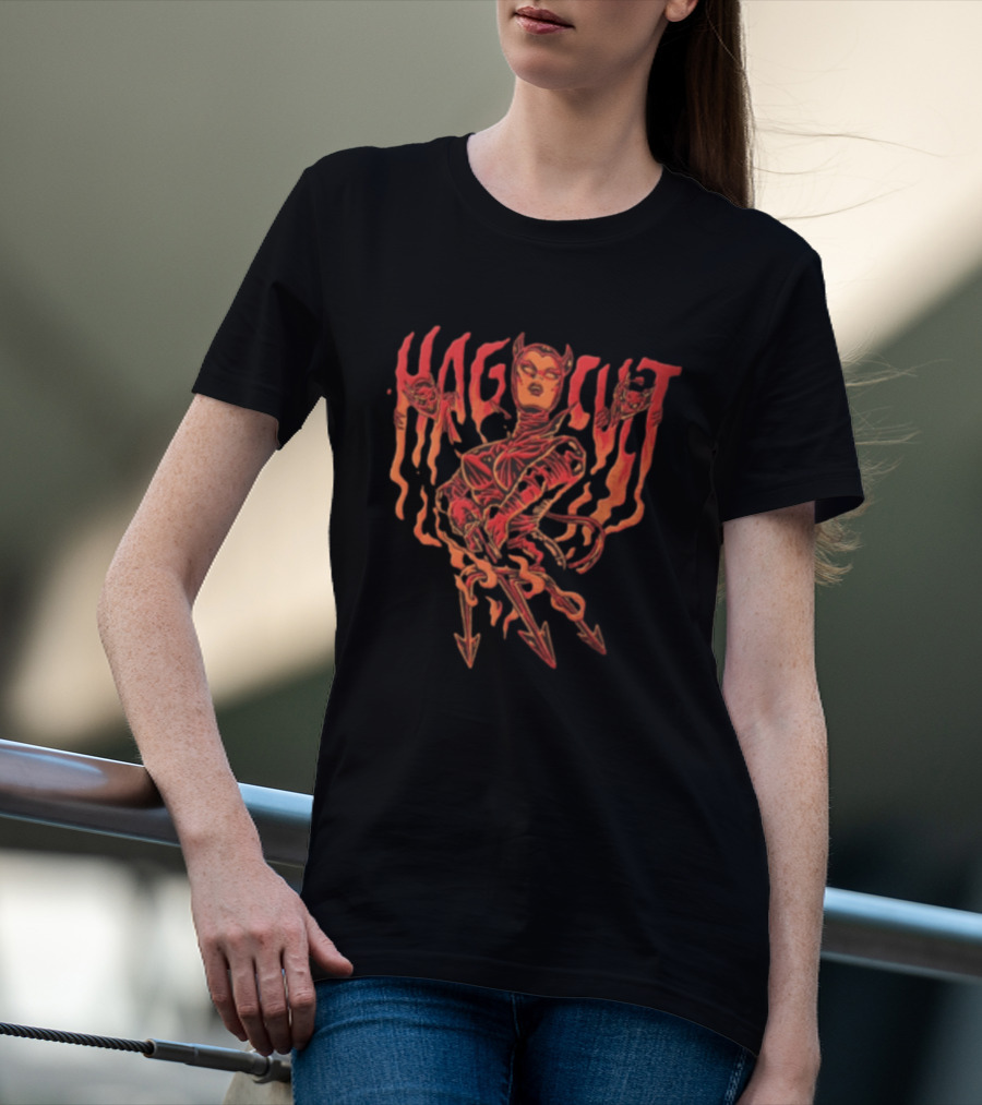 Hag Cult Demon Girl Trident Hellfire Occult T-Shirt