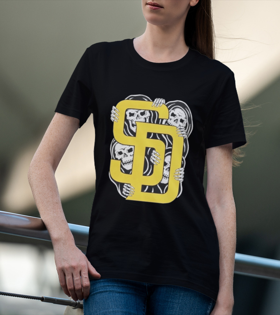 San Diego Padres SD Yellow Grim Reaper Skeletons T-Shirt