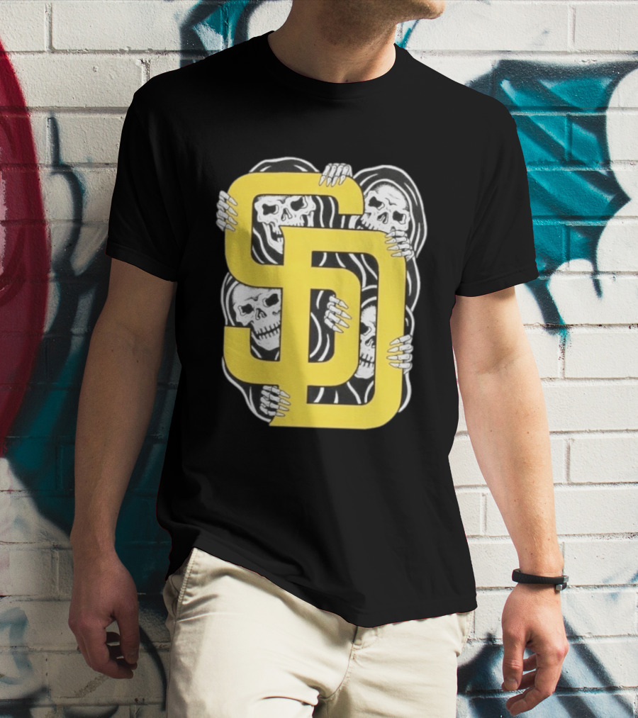 San Diego Padres SD Yellow Grim Reaper Skeletons T-Shirt