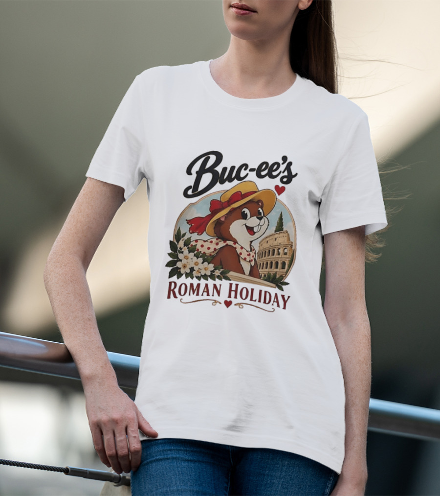 Buc Ee's Roman Holiday Travel Far Good Snacks Colosseum Adventure T-Shirt