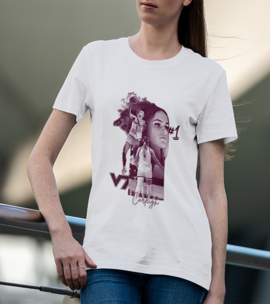 Carleigh Wenzel Virginia Tech Hokies Number 1 Let's Go Hokies Basketball Player VT T-Shirt