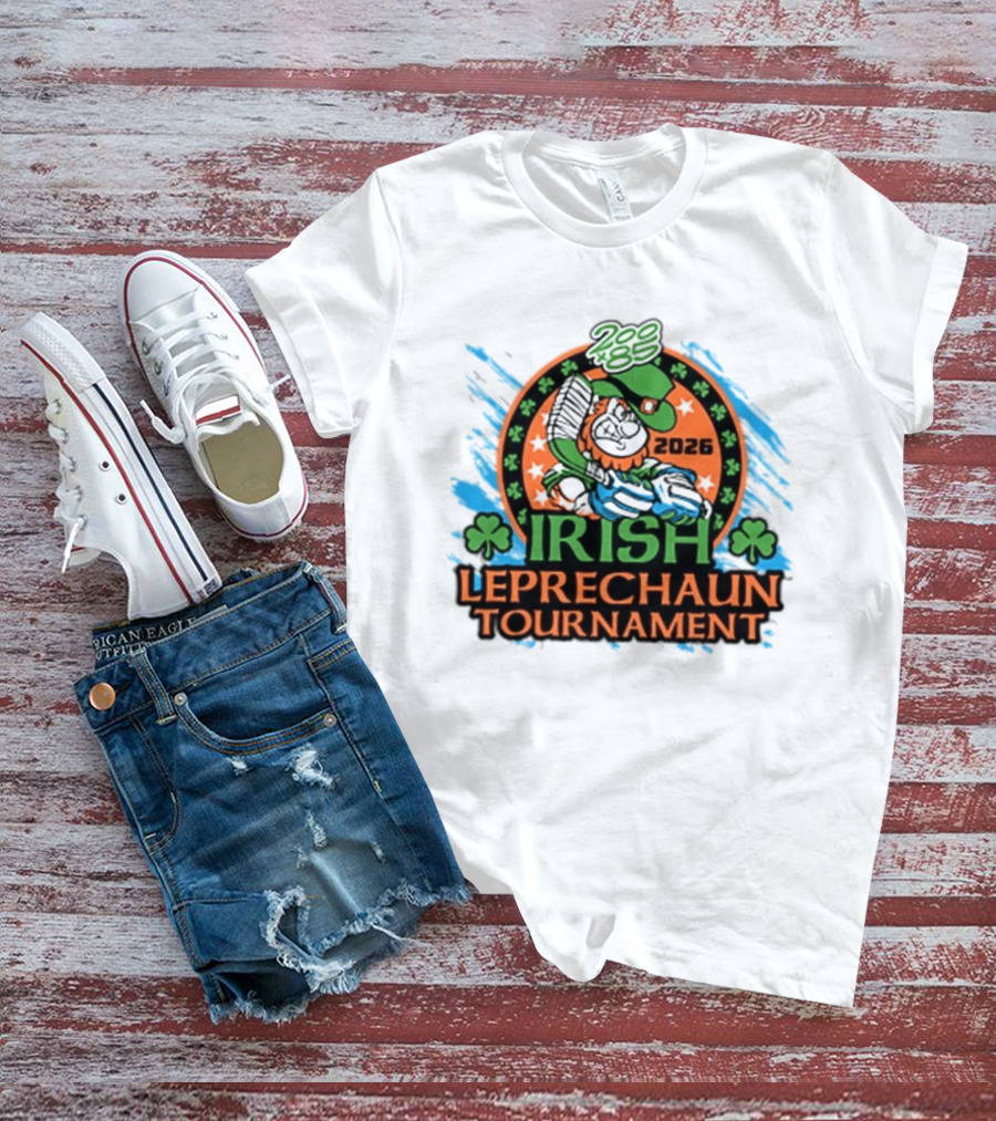 Irish Leprechaun Tournament 2026 Clover Emblem And Green Hat Celebration T-Shirt