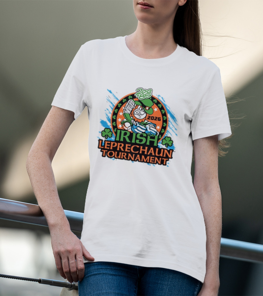Irish Leprechaun Tournament 2026 Clover Emblem And Green Hat Celebration T-Shirt