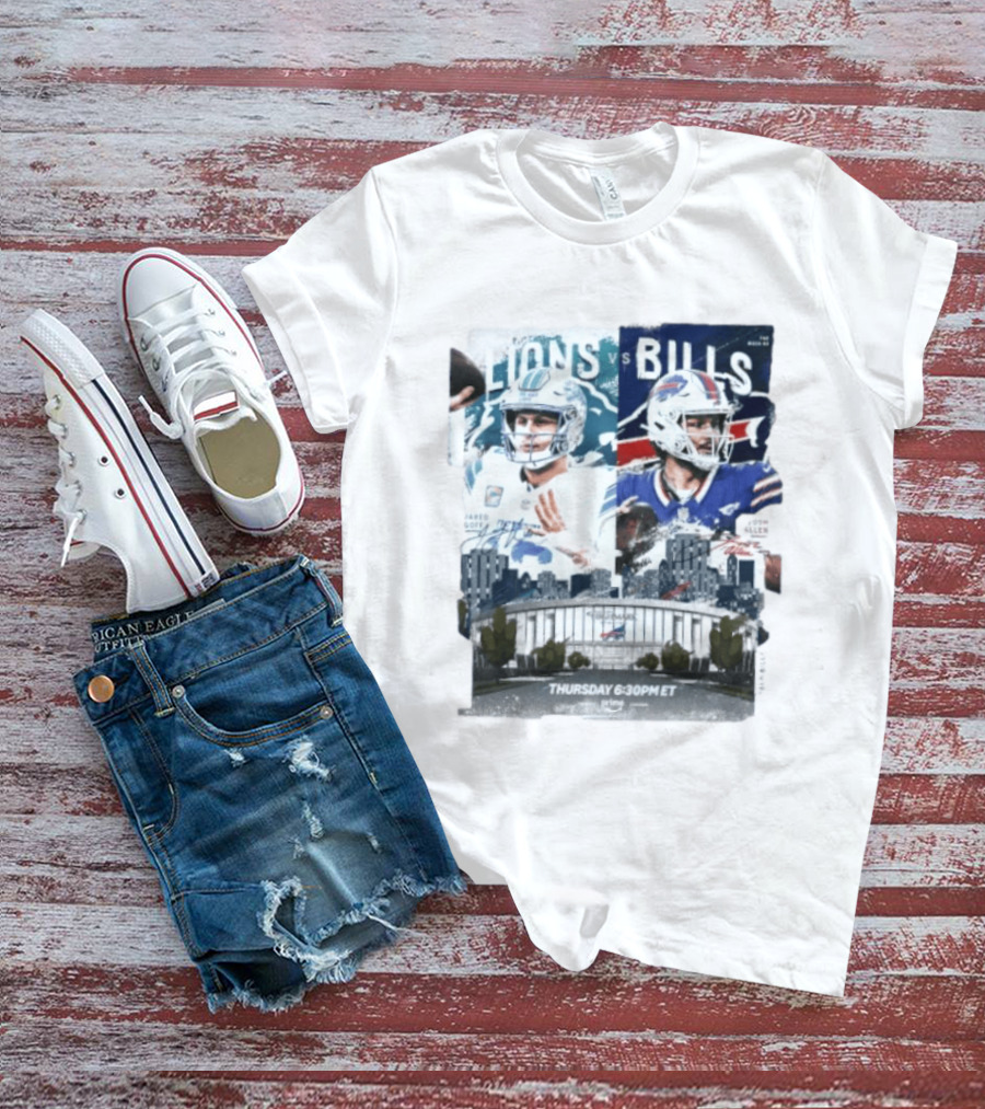 Jared Goff Detroit Lions Vs Josh Allen Buffalo Bills Thursday Night Football Week 02 6:30 PM ET T-Shirt