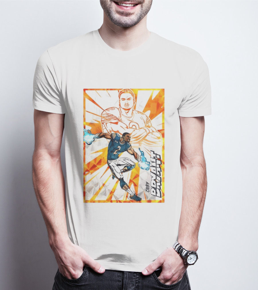 Coby Bryant Seattle Seahawks Football Card Dynamic Illustration With Chicago Bears T-Shirt