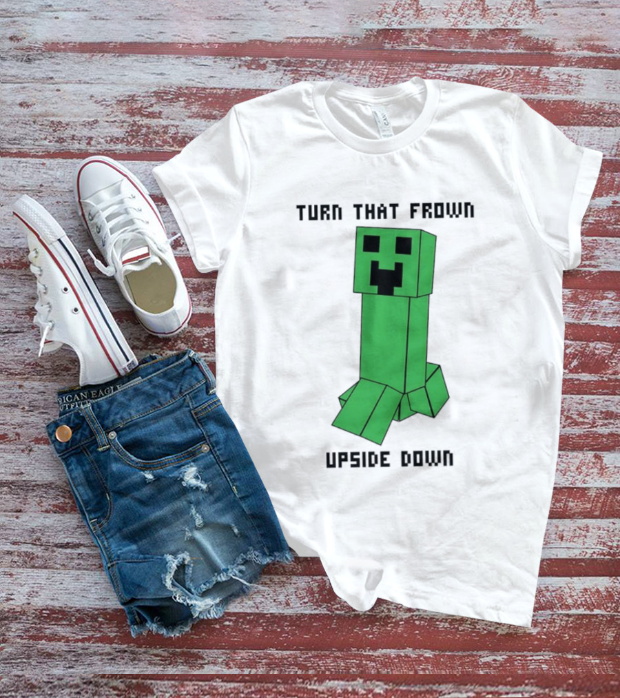 Creeper Turn That Frown Upside Down Gaming Block T-Shirt