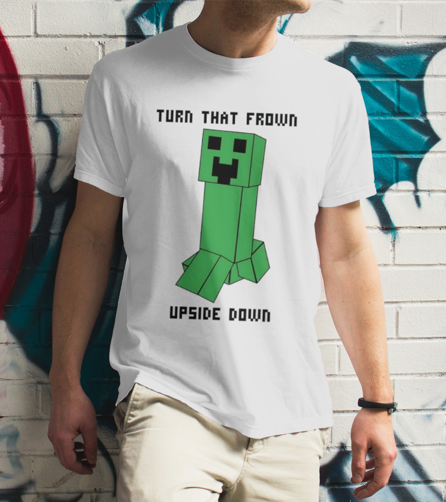 Creeper Turn That Frown Upside Down Gaming Block T-Shirt