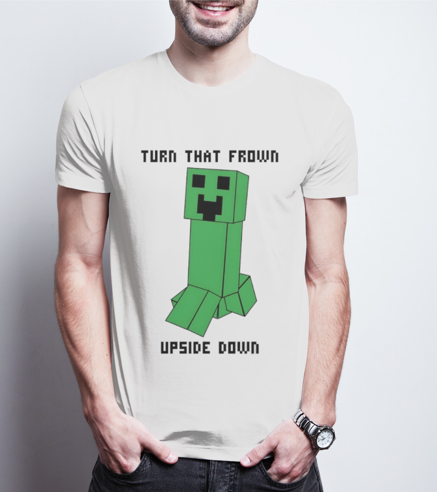 Creeper Turn That Frown Upside Down Gaming Block T-Shirt