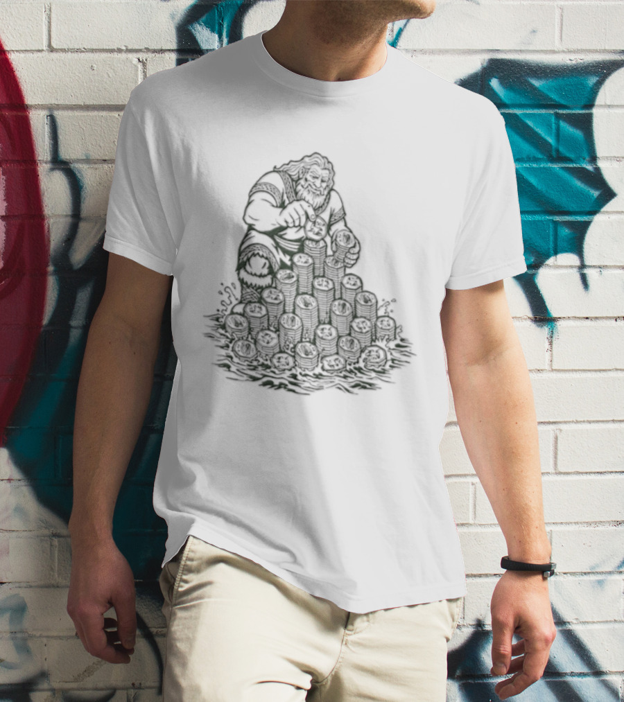 Dagda Irish Mythology Deity With Ireland 50p Coins Currency T-Shirt