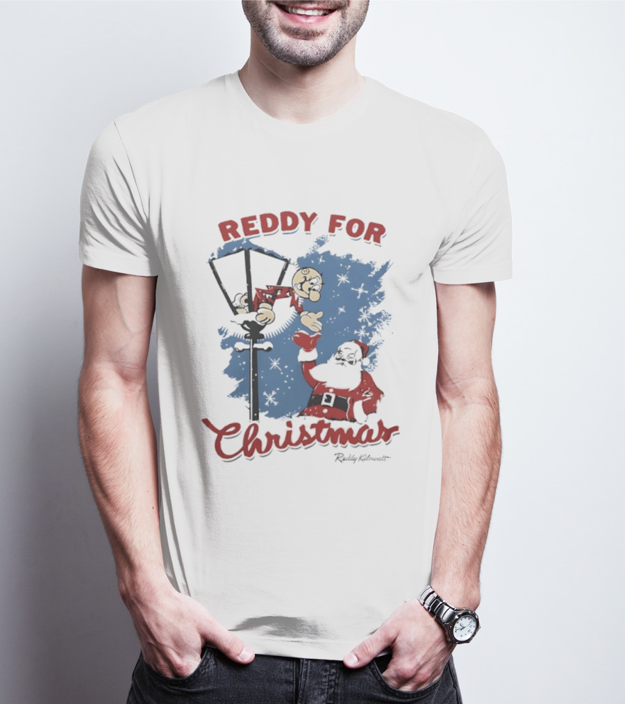 Reddy Kilowatt Reddy For Christmas Holiday Cheer Santa Lamp Post T-Shirt