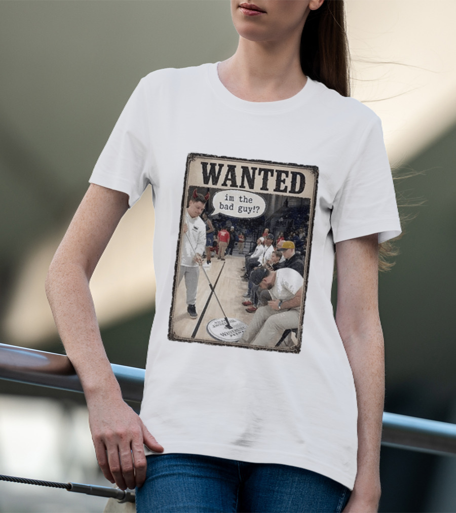Wanted Im The Bad Guy!? Basketball Court Scene With Devil Horns T-Shirt