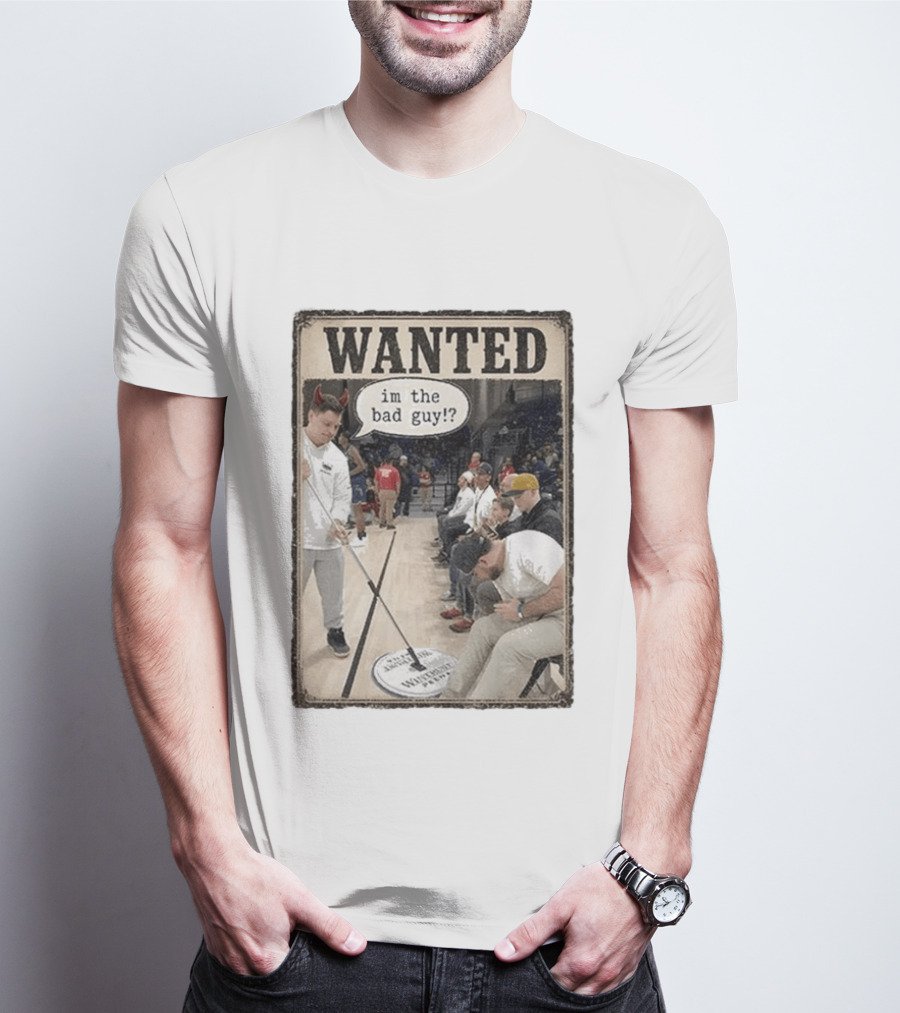 Wanted Im The Bad Guy!? Basketball Court Scene With Devil Horns T-Shirt