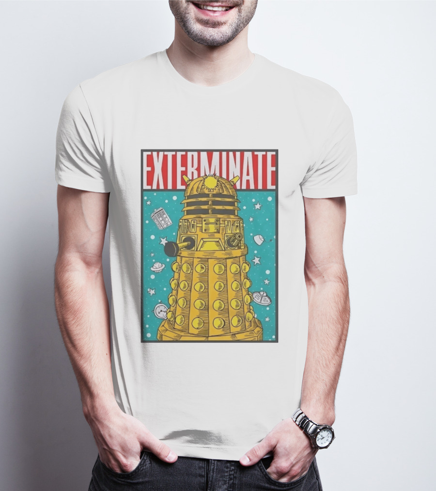 Doctor Who Dalek Exterminate Sci Fi BBC Classic Alien Robot T-Shirt