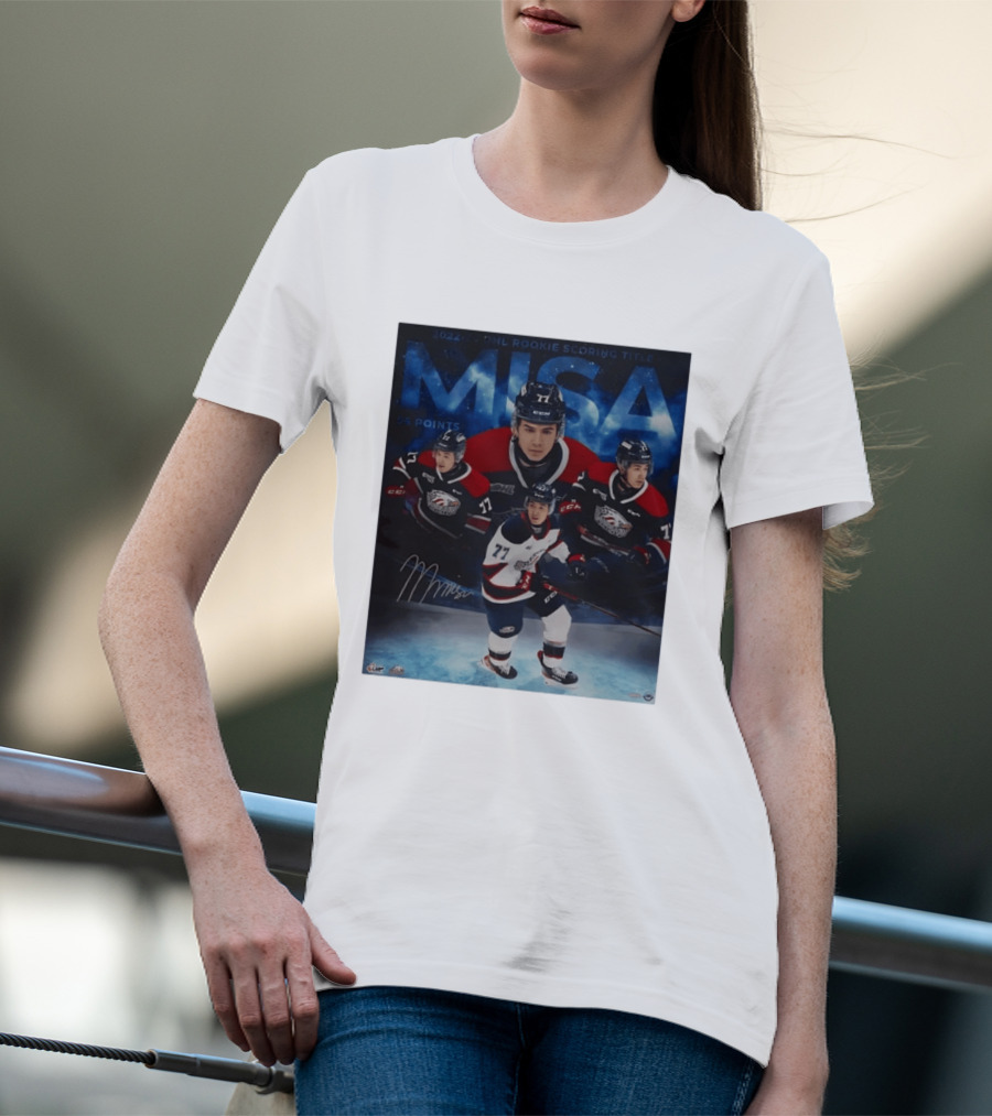 Michael Misa Saginaw Spirit 2022 23 OHL Rookie 56 Points T-Shirt