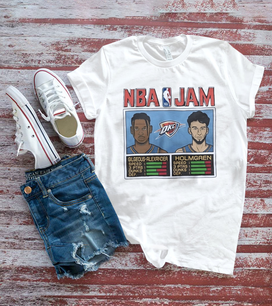 NBA Jam Shai Gilgeous Alexander Chet Holmgren OKC Thunder Stats T-Shirt