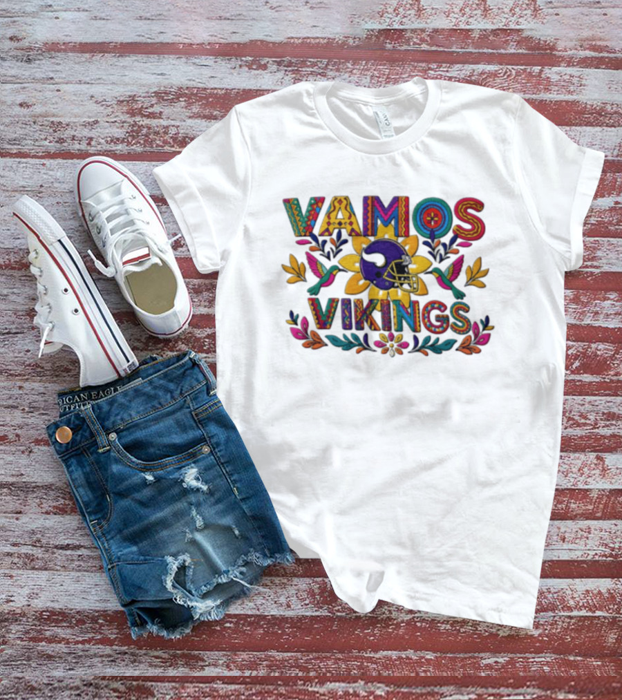 Minnesota Vikings Vamos Alebrije Football Helmet Floral T-Shirt