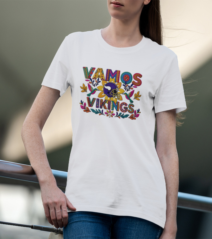 Minnesota Vikings Vamos Alebrije Football Helmet Floral T-Shirt