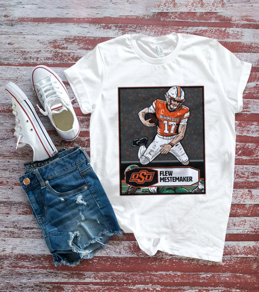 Oklahoma State Cowboys Flew Mestemaker 17 College Football Player Card T-Shirt
