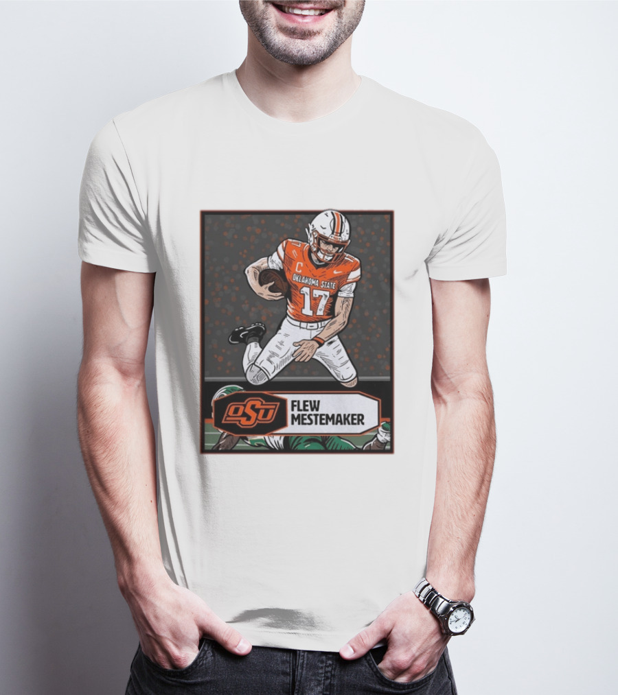 Oklahoma State Cowboys Flew Mestemaker 17 College Football Player Card T-Shirt