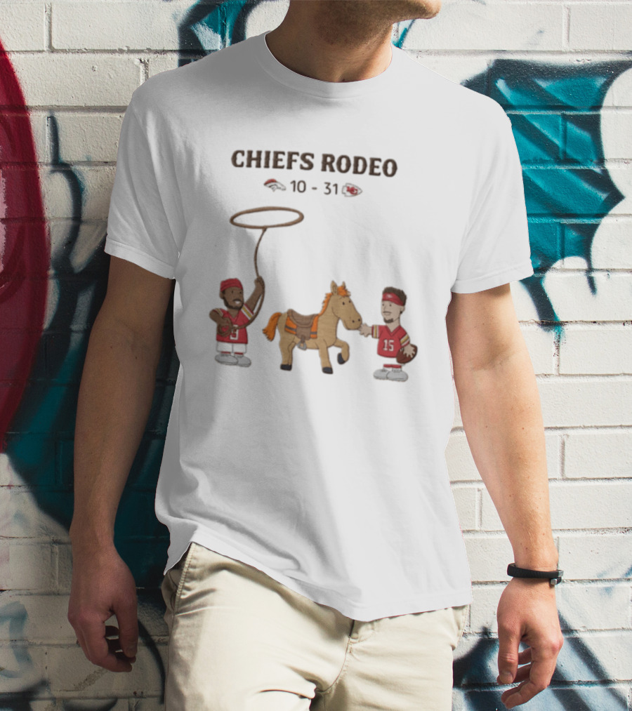 Patrick Mahomes Travis Kelce Chiefs Rodeo 10 31 Broncos T-Shirt