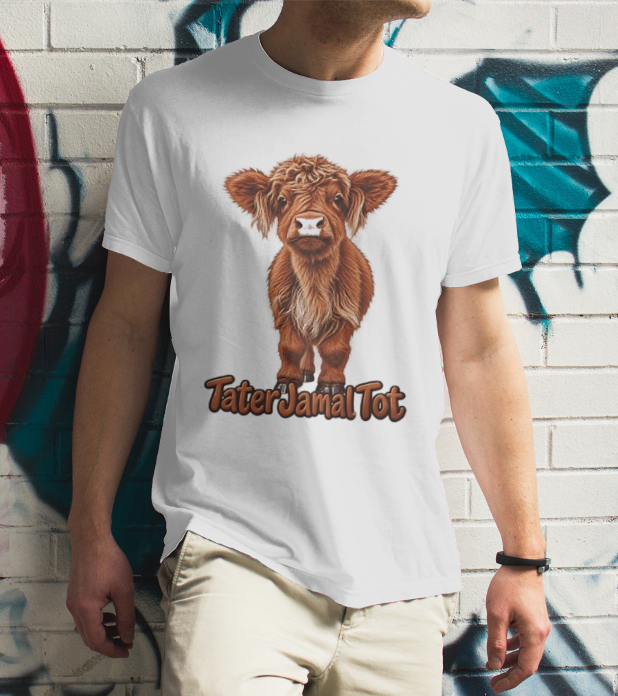 TaterJamal Tot Highland Cow Farm Animal Cute Brown Calf T-Shirt