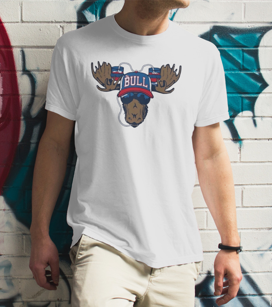 The Bull Moose Hat Beer Drinking Antlers T-Shirt