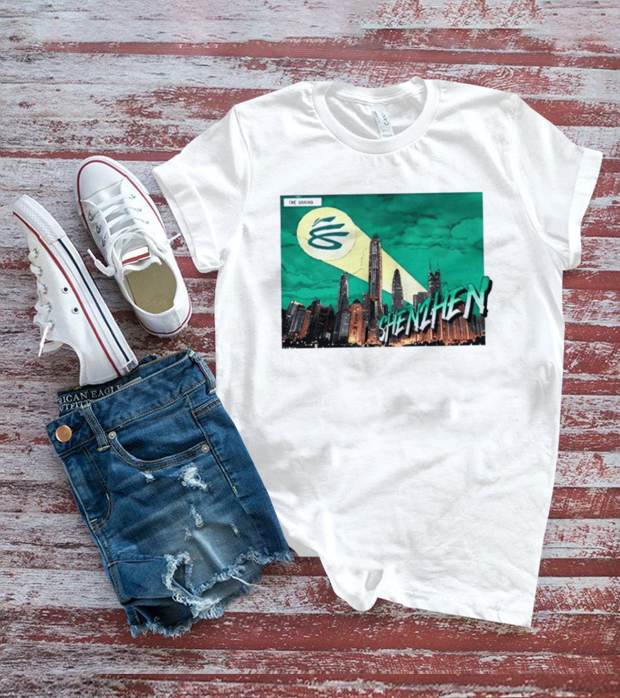 Shenzhen City Skyline With Illuminated Beacon And Clouds T-Shirt