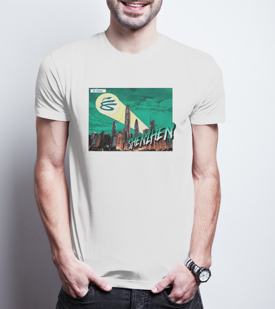Shenzhen City Skyline With Illuminated Beacon And Clouds T-Shirt