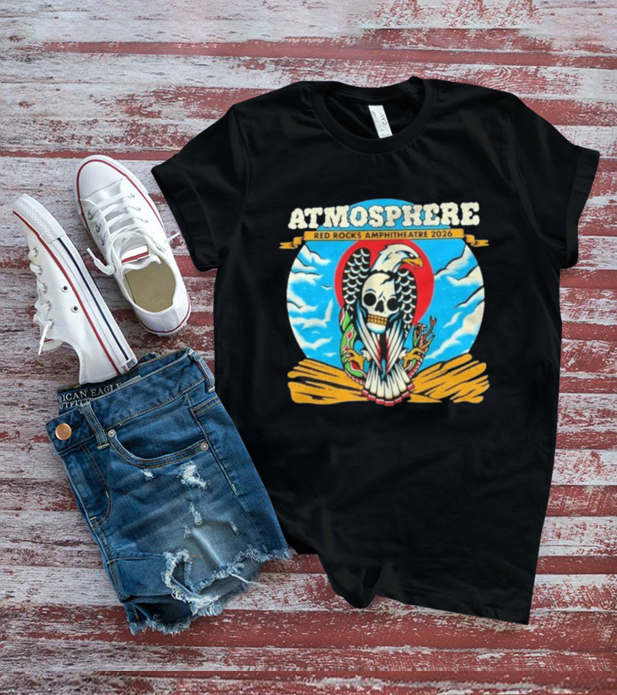 Atmosphere Red Rocks Amphitheatre 2026 Eagle Skull Clouds T-Shirt