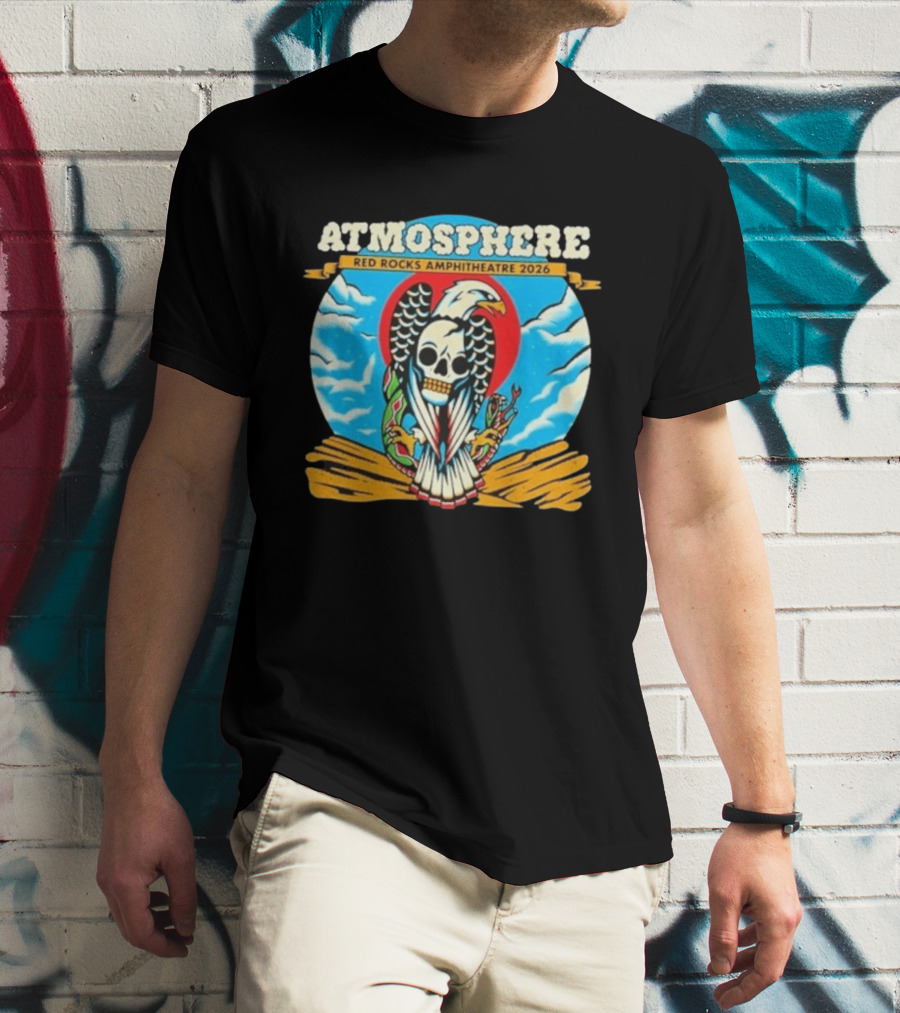 Atmosphere Red Rocks Amphitheatre 2026 Eagle Skull Clouds T-Shirt