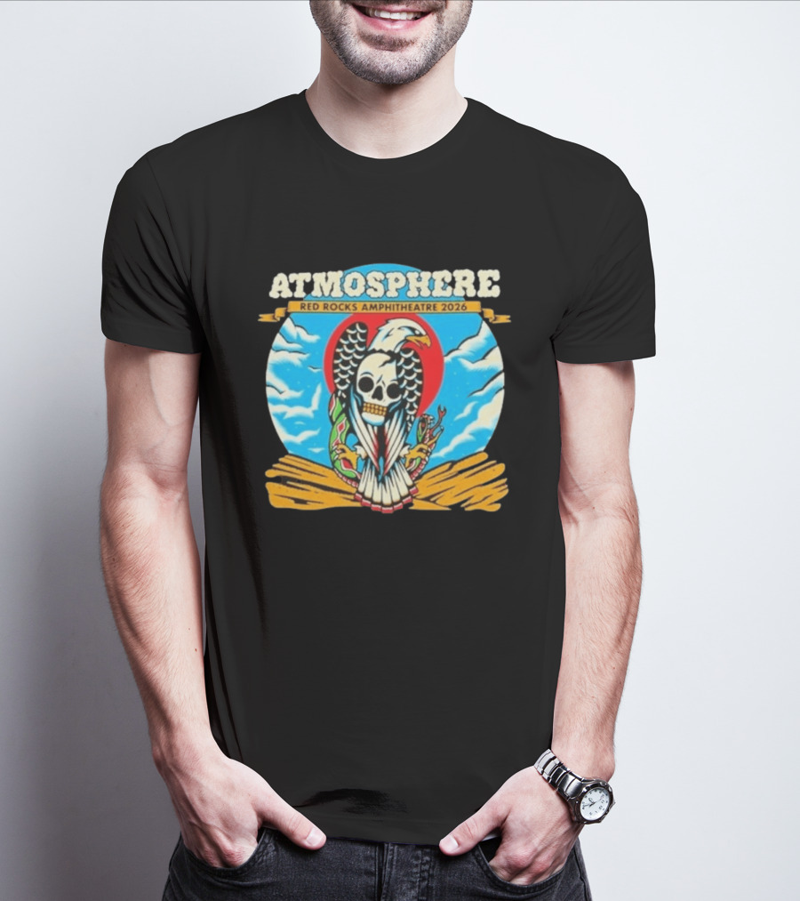 Atmosphere Red Rocks Amphitheatre 2026 Eagle Skull Clouds T-Shirt