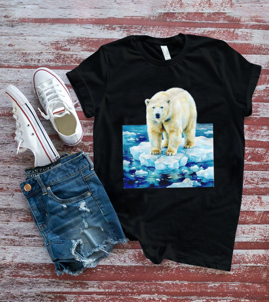 Majestic Polar Bear On Melting Iceberg Arctic Wildlife Scene T-Shirt
