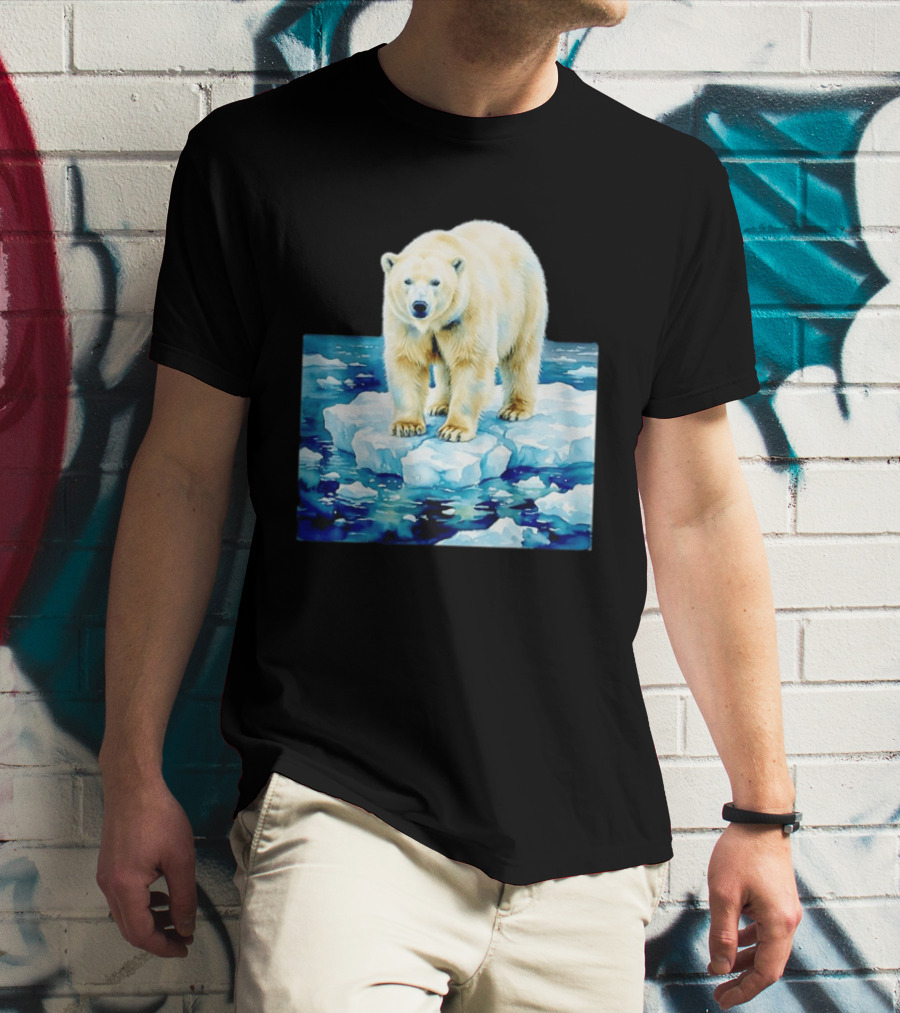 Majestic Polar Bear On Melting Iceberg Arctic Wildlife Scene T-Shirt