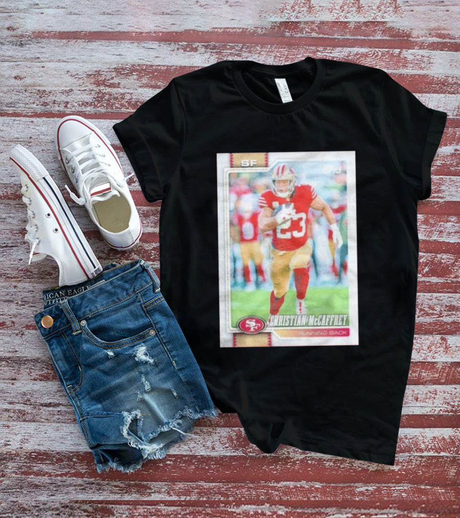 Christian McCaffrey SF 49ers Running Back No 23 NFL Player Card T-Shirt
