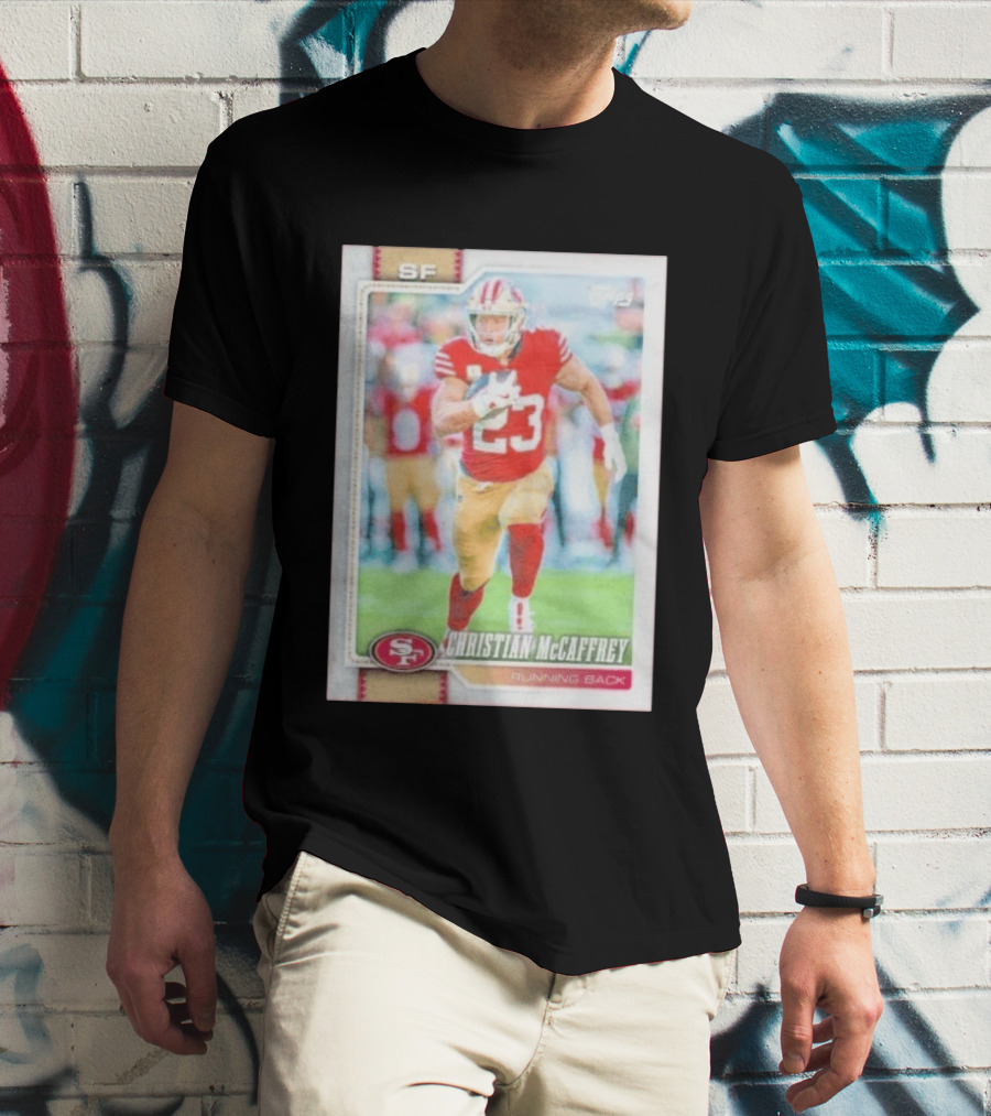 Christian McCaffrey SF 49ers Running Back No 23 NFL Player Card T-Shirt