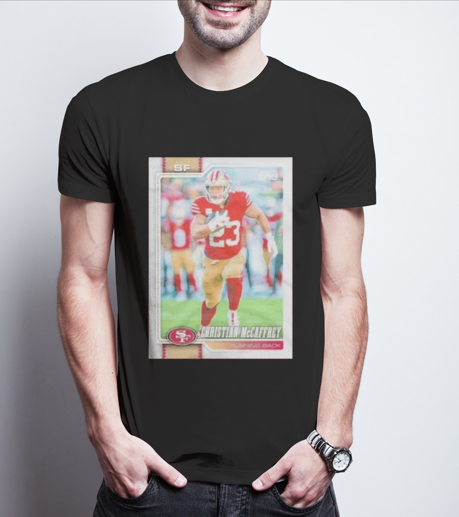 Christian McCaffrey SF 49ers Running Back No 23 NFL Player Card T-Shirt